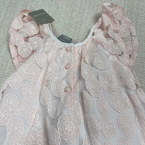 Tahari Girls Baby Toddler Size 24m Dress Pink and White Floral Lace NEW - Picture 7 of 8